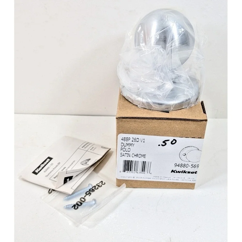 2 Kwikset Door Knob Polo 488P 26 BBPKG Half Dummy POLO Stain Chrome Hardware